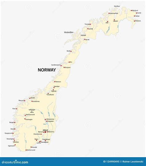 Kingdom of Norway Vector Map Stock Vector - Illustration of locations, europe: 124990495