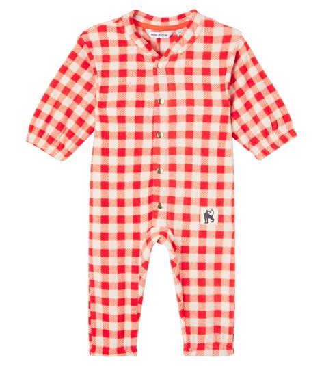 Baby gingham fleece onesie in red - Mini Rodini | Mytheresa