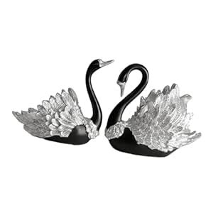2Pcs Resin Ornament Gift Swan Statue for Table Centerpieces Indoor ...