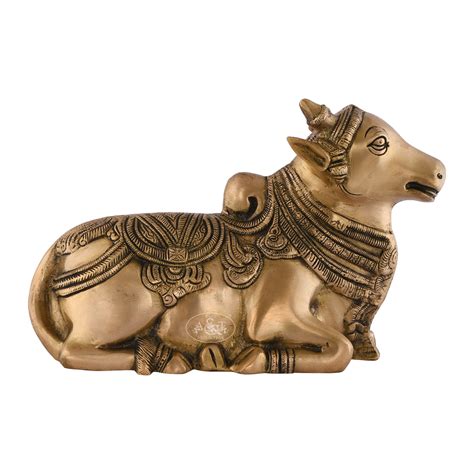 Brass Nandi seated statue - Rani Arts & Teak – RANI ARTS & TEAK