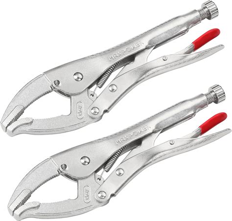 MAXPOWER Locking Pliers, 10-inch Curved Jaw Locking Plier Set ...