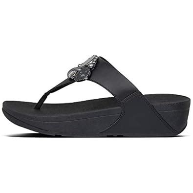 Buy Fit Flop Women's Lulu-Cluster Black Leather Fashion Sandals-6 UK ...