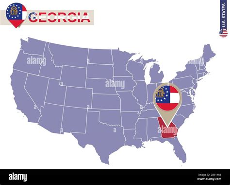 Georgia State on USA Map. Georgia flag and map. US States Stock Vector ...