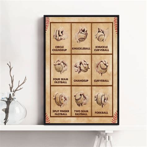 Baseball Poster & Canvas, Pitching Grips Cheat Sheet Wall Art, Home De ...