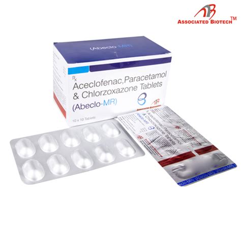 Aceclo 100mg +Paracetamol 325mg +Chlorzoxazone 250mg Tablets Associate