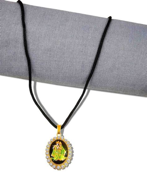 De-Ultimate Oval Nug Lord Shri Radha Krishna With Basuri Pendant Locket ...