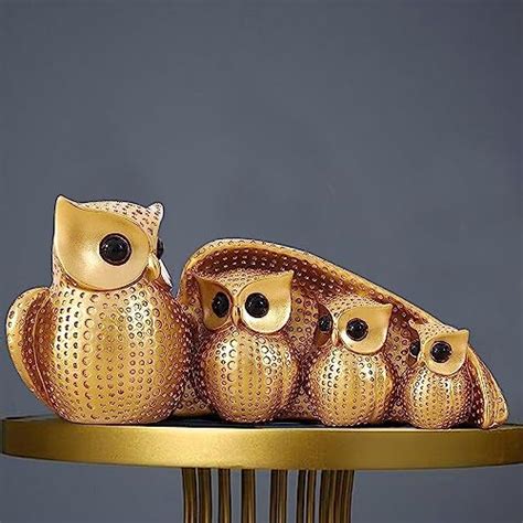 Buy Xtore® Golden Owl Family (Mother & Child) for Home Decor (Pack of 1 ...