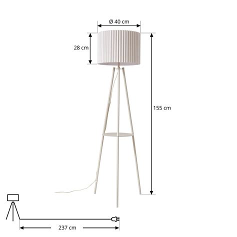 Lindby Libbie three-legged floor lamp, 155 cm, linen, cream | Lights.ie