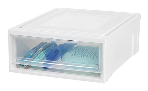 Buy IRIS Shallow Plastic Box Chest Drawer Unit, White, 1 Drawer Online ...