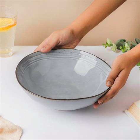 Criselda Grey Wavy Rimmed Serving Bowl 9.5 Inch 1.5 L Online - Premium ...