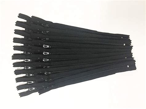 Black 8 inch YKK Nylon Zipper for Dresses Skirts Bags Pouches Pack of ...