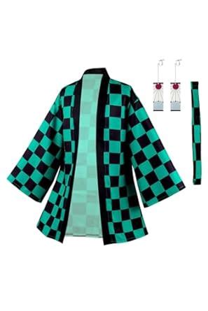 Duwseal Kamado Tanjirou Robe Cloak Cosplay Costume Kimono Cardigan ...