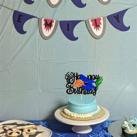 KAPOKKU Cute Shark Cake Topper Happy Birthday with India | Ubuy