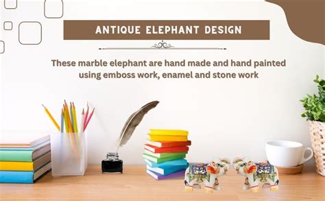Buy Handicrafts Paradise Pair of Marble Elephant (2.5x2 inch) Showpiece ...