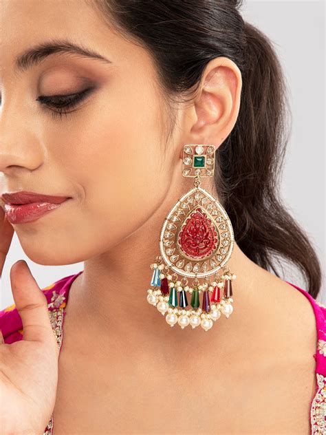 Priyaasi Multi Coloured Tear Drop Earrings