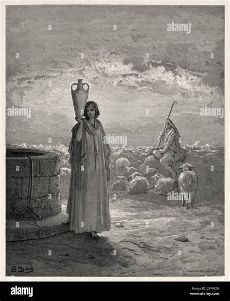 Jacob, who was tending Laban's flocks of sheep sees Rachel at the well ...