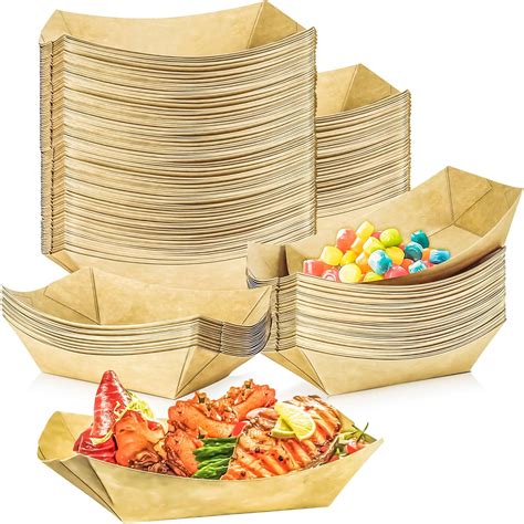 Amazon.com: MotBach 100 Pack 1Lb Paper Food Boat Trays Disposable Paper ...