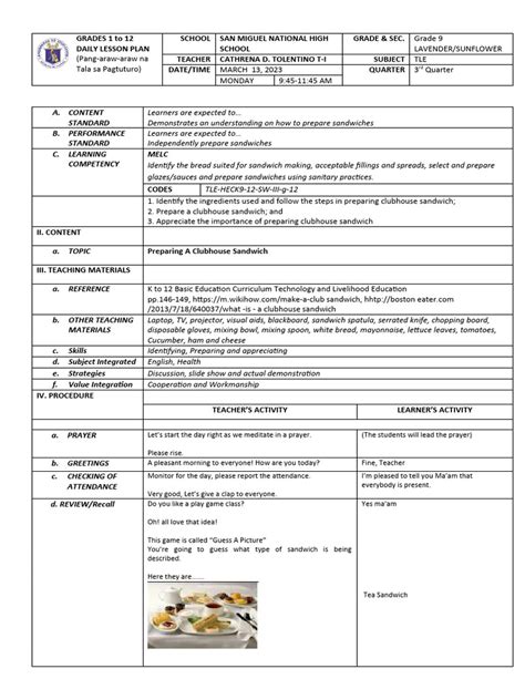 Image result for Lesson Plan for Cot Printable