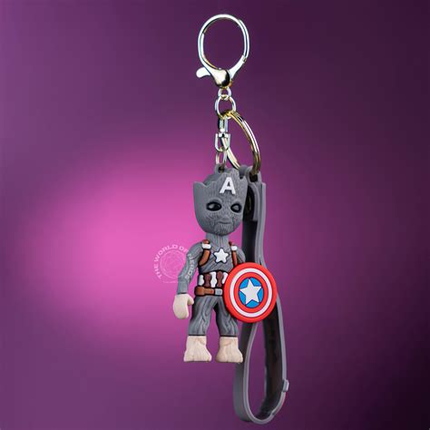 GROOT AS CAPTAIN AMERICA KEYCHAIN – The World Of Nerds