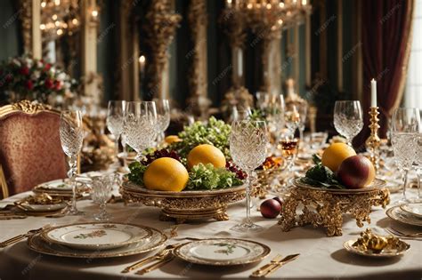 Premium AI Image | a dining table set for a formal dinner party with ...