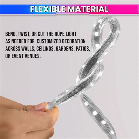 Cool White Waterproof LED Rope Light 18M Energy-Efficient Lights for H ...