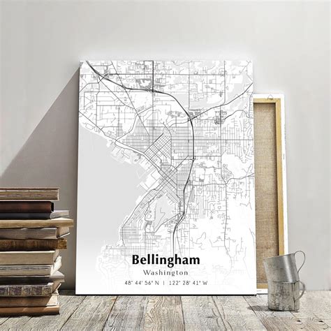 Bellingham City Map Print, Bellingham Washington Map Poster, USA City ...