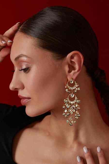Buy Gold Plated Pearls Kundan Embellished Dangler Earrings by Paisley ...