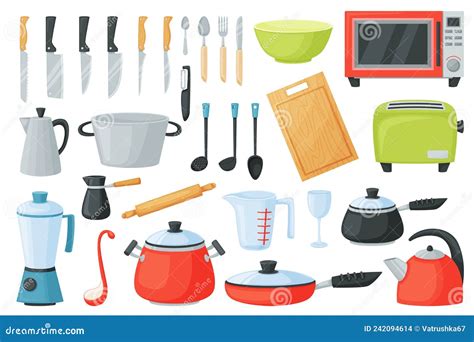 Utensilios De Cocina De Dibujos Animados Herramientas De Cocina Y ...