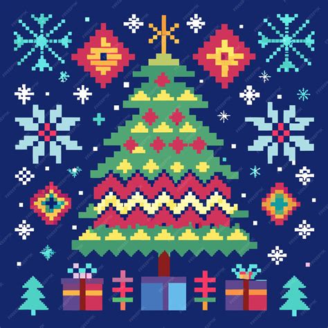 Premium Vector | Pixel art Christmas scene vector design