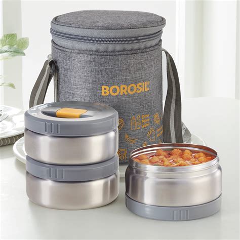 Buy Borosil Mealmate Stainless Steel Lunchbox, Set of 3, Tall at Best ...