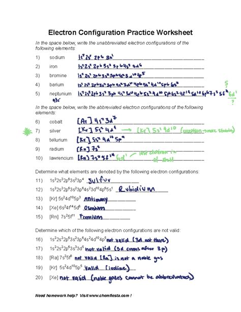 Image result for Electron Configuration Worksheet Answer Key