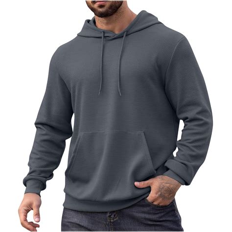Bazeneo Hoodies for Men Smart Casual Waffle Jumpers Long Sleeve Loose ...