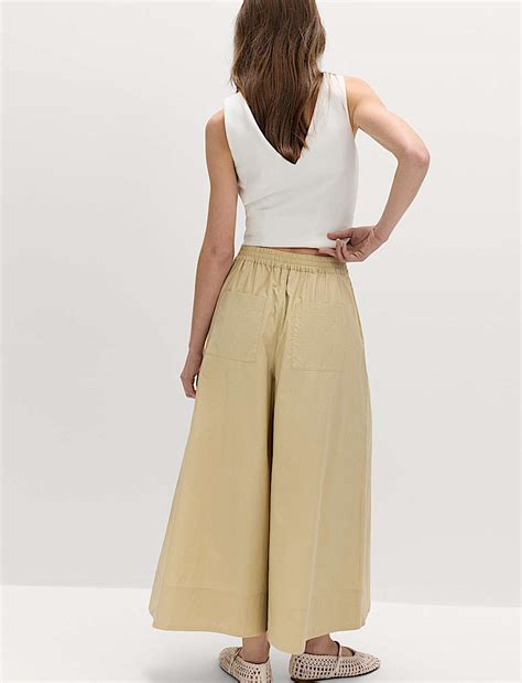 Buy Pure Cotton Cropped Palazzo Trousers at Marks & Spencer