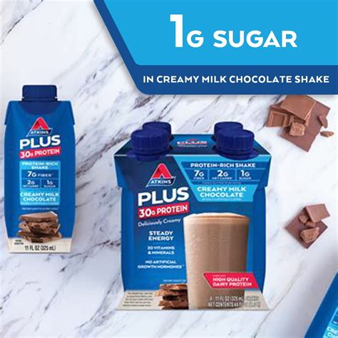 Buy Atkins PLUS Protein & Fiber Creamy Milk Chocolate Shake, 11 fl oz ...