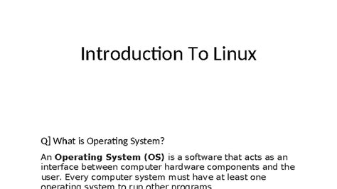 Introduction to Linux: Understanding Operating Systems and Their ...