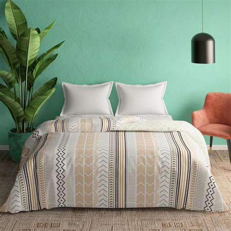 Buy PORTICO Marvella Beige Printed Cotton Queen Size Bed Comforter ...