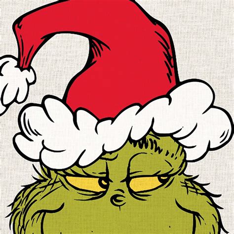 Grinch Face Print on Linen Wall Art, 24x36 | At Home