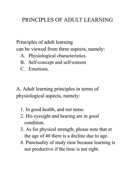 SOLUTION: Principles of adult learning - Studypool