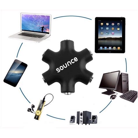 Sounce 5-Way Multi Headphone Audio Splitter Aux Adapter Connector Mult