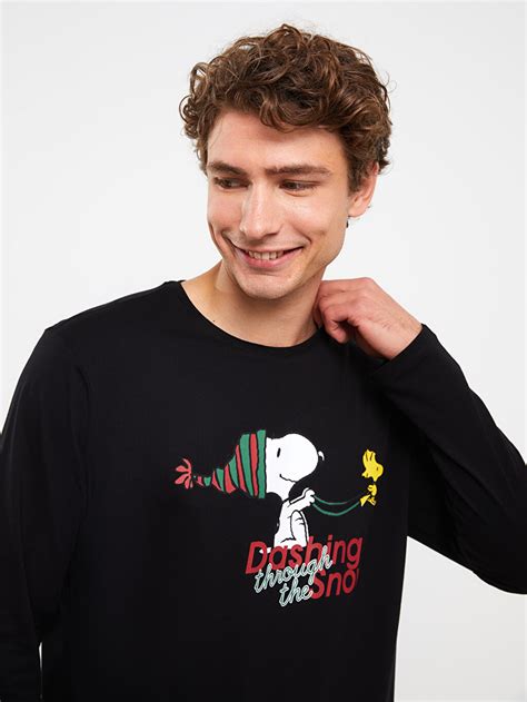 Standard Pattern Snoopy Printed Men's Pajamas Set -W2FU06Z8-LTQ ...