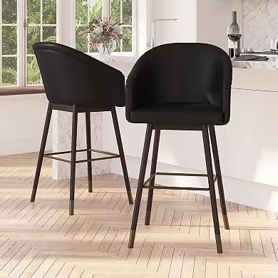 Merrick Lane Temperance Modern Wood Frame Stool with Metallic Accents