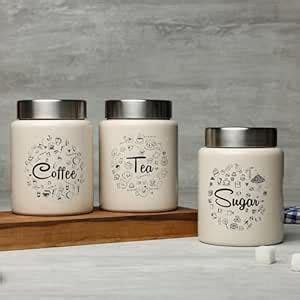 Buy dudki Iconic Colourful Tea Sugar Coffee Container Set Of 3 |Kitchen ...