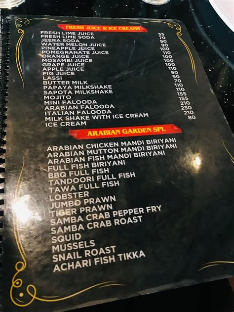 Menu at ARABIAN GARDEN SEAFOOD RESTAURANT, Chennai, QX2X+VW2