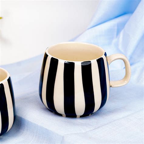 Black and White Striped Ceramic Mug – The Golden Theory