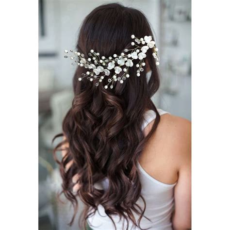 Buy Hair Flare Small White Rose flowers with White stone and Pearls ...