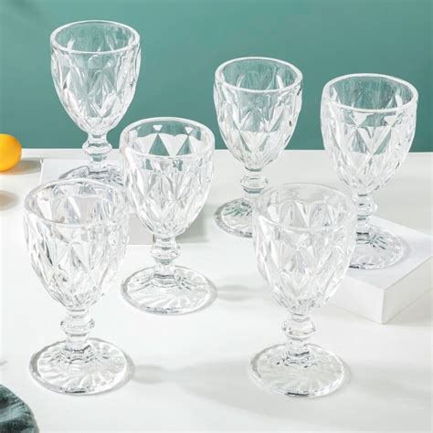 Textured Drinkware Glass Transparent Set Of 6 300 ml Online - Premium ...