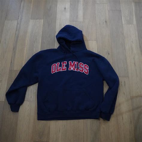Embroidered Ole Miss Hoodie - Depop