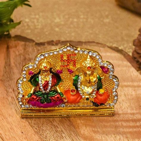 Buy Diamond-Studded Laxmi Ganesh Murti with Swastik Online in India ...