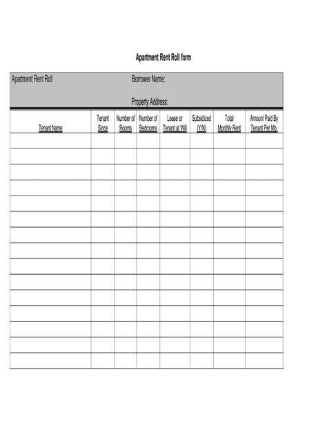 Apartment Rent Roll Form - Fill Online, Printable, Fillable, Blank ...