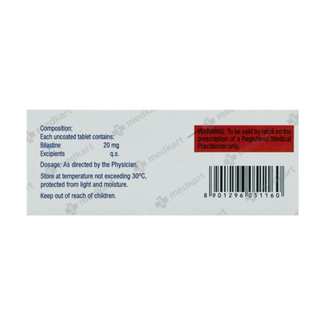 BILASURE 20MG TABLET 10'S : View Price, Combination and Alternatives ...